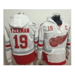 Detroit Red Wings #19 Steve Yzerman White Name & Number Pullover NHL Hoodie