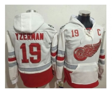 Detroit Red Wings #19 Steve Yzerman White Name & Number Pullover NHL Hoodie