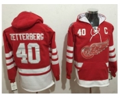 Detroit Red Wings #40 Henrik Zetterberg Red Name & Number Pullover NHL Hoodie