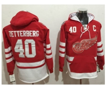 Detroit Red Wings #40 Henrik Zetterberg Red Name & Number Pullover NHL Hoodie