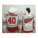 Detroit Red Wings #40 Henrik Zetterberg White Name & Number Pullover NHL Hoodie