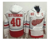 Detroit Red Wings #40 Henrik Zetterberg White Name & Number Pullover NHL Hoodie