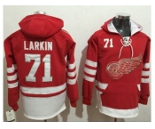 Detroit Red Wings #71 Dylan Larkin Red Name & Number Pullover NHL Hoodie