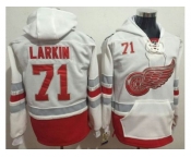 Detroit Red Wings #71 Dylan Larkin White Name & Number Pullover NHL Hoodie