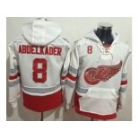 Detroit Red Wings #8 Justin Abdelkader White Name & Number Pullover NHL Hoodie