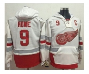 Detroit Red Wings #9 Gordie Howe White Name & Number Pullover NHL Hoodie