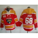 Florida Panthers #68 Jaromir Jagr Red Gold Sawyer Hooded Sweatshirt Stitched NHL Jersey