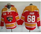 Florida Panthers #68 Jaromir Jagr Red Gold Sawyer Hooded Sweatshirt Stitched NHL Jersey