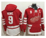 etroit Red Wings #9 Gordie Howe Red Name & Number Pullover NHL Hoodie