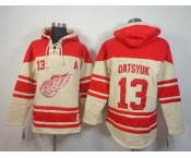 nhl jerseys detroit red wings #13 datsyuk red-cream[pullover hooded sweatshirt patch A]