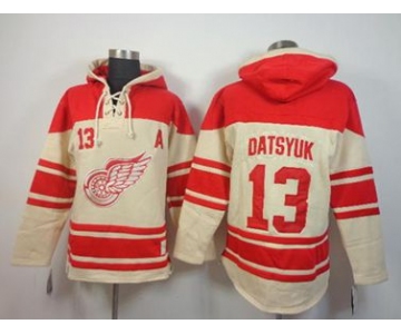 nhl jerseys detroit red wings #13 datsyuk red-cream[pullover hooded sweatshirt patch A]