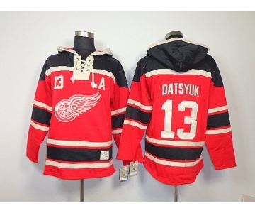 nhl jerseys detroit red wings #13 datsyuk red[pullover hooded sweatshirt patch A]