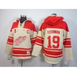 nhl jerseys detroit red wings #19 yzerman red-cream[pullover hooded sweatshirt patch C]