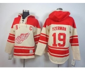 nhl jerseys detroit red wings #19 yzerman red-cream[pullover hooded sweatshirt patch C]