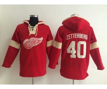 nhl jerseys detroit red wings #40 zetterberg red-cream-1[pullover hooded sweatshirt]