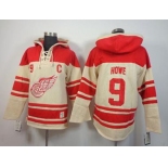 nhl jerseys detroit red wings #9 howe red-cream[pullover hooded sweatshirt patch C]