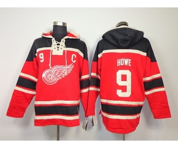 nhl jerseys detroit red wings #9 howe red[pullover hooded sweatshirt patch C]