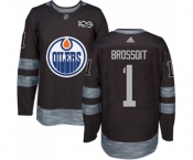 Adidas Edmonton Oilers #1 Laurent Brossoit Authentic Black 1917-2017 100th Anniversary NHL Jersey