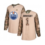 Adidas Edmonton Oilers #1 Laurent Brossoit Authentic Camo Veterans Day Practice NHL Jersey