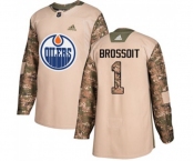 Adidas Edmonton Oilers #1 Laurent Brossoit Authentic Camo Veterans Day Practice NHL Jersey