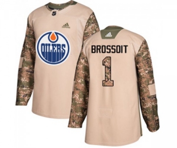 Adidas Edmonton Oilers #1 Laurent Brossoit Authentic Camo Veterans Day Practice NHL Jersey