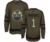 Adidas Edmonton Oilers #1 Laurent Brossoit Authentic Green Salute to Service NHL Jersey