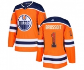 Adidas Edmonton Oilers #1 Laurent Brossoit Authentic Orange Drift Fashion NHL Jersey