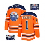 Adidas Edmonton Oilers #1 Laurent Brossoit Authentic Orange Fashion Gold NHL Jersey