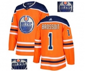 Adidas Edmonton Oilers #1 Laurent Brossoit Authentic Orange Fashion Gold NHL Jersey