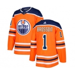 Adidas Edmonton Oilers #1 Laurent Brossoit Authentic Orange Home NHL Jersey