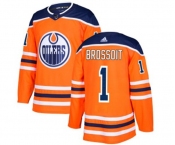 Adidas Edmonton Oilers #1 Laurent Brossoit Authentic Orange Home NHL Jersey