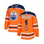 Adidas Edmonton Oilers #1 Laurent Brossoit Authentic Orange USA Flag Fashion NHL Jersey