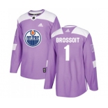 Adidas Edmonton Oilers #1 Laurent Brossoit Authentic Purple Fights Cancer Practice NHL Jersey