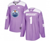 Adidas Edmonton Oilers #1 Laurent Brossoit Authentic Purple Fights Cancer Practice NHL Jersey