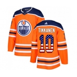 Adidas Edmonton Oilers #10 Esa Tikkanen Authentic Orange USA Flag Fashion NHL Jersey