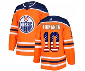 Adidas Edmonton Oilers #10 Esa Tikkanen Authentic Orange USA Flag Fashion NHL Jersey