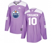 Adidas Edmonton Oilers #10 Esa Tikkanen Authentic Purple Fights Cancer Practice NHL Jersey