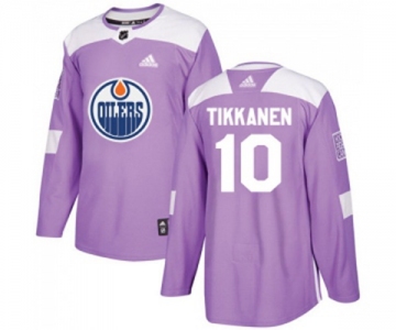 Adidas Edmonton Oilers #10 Esa Tikkanen Authentic Purple Fights Cancer Practice NHL Jersey