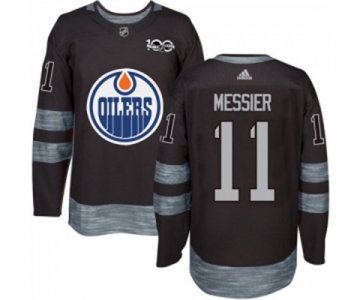 Adidas Edmonton Oilers #11 Mark Messier Authentic Black 1917-2017 100th Anniversary NHL Jersey