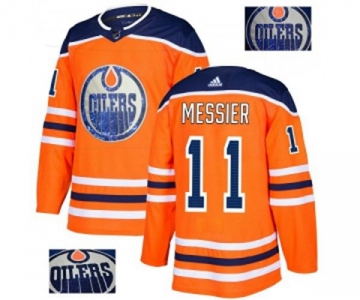 Adidas Edmonton Oilers #11 Mark Messier Authentic Orange Fashion Gold NHL Jersey