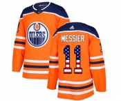 Adidas Edmonton Oilers #11 Mark Messier Authentic Orange USA Flag Fashion NHL Jersey