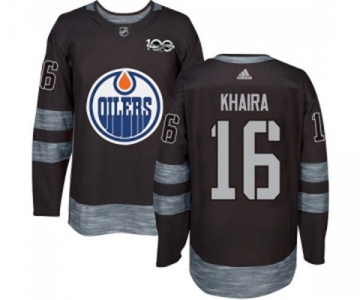 Adidas Edmonton Oilers #16 Jujhar Khaira Authentic Black 1917-2017 100th Anniversary NHL Jersey