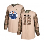 Adidas Edmonton Oilers #16 Jujhar Khaira Authentic Camo Veterans Day Practice NHL Jersey