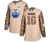 Adidas Edmonton Oilers #16 Jujhar Khaira Authentic Camo Veterans Day Practice NHL Jersey