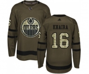 Adidas Edmonton Oilers #16 Jujhar Khaira Authentic Green Salute to Service NHL Jersey