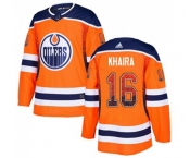 Adidas Edmonton Oilers #16 Jujhar Khaira Authentic Orange Drift Fashion NHL Jersey