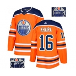 Adidas Edmonton Oilers #16 Jujhar Khaira Authentic Orange Fashion Gold NHL Jersey