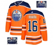 Adidas Edmonton Oilers #16 Jujhar Khaira Authentic Orange Fashion Gold NHL Jersey