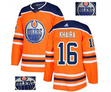 Adidas Edmonton Oilers #16 Jujhar Khaira Authentic Orange Fashion Gold NHL Jersey