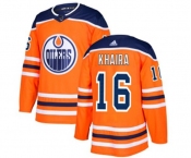 Adidas Edmonton Oilers #16 Jujhar Khaira Authentic Orange Home NHL Jersey